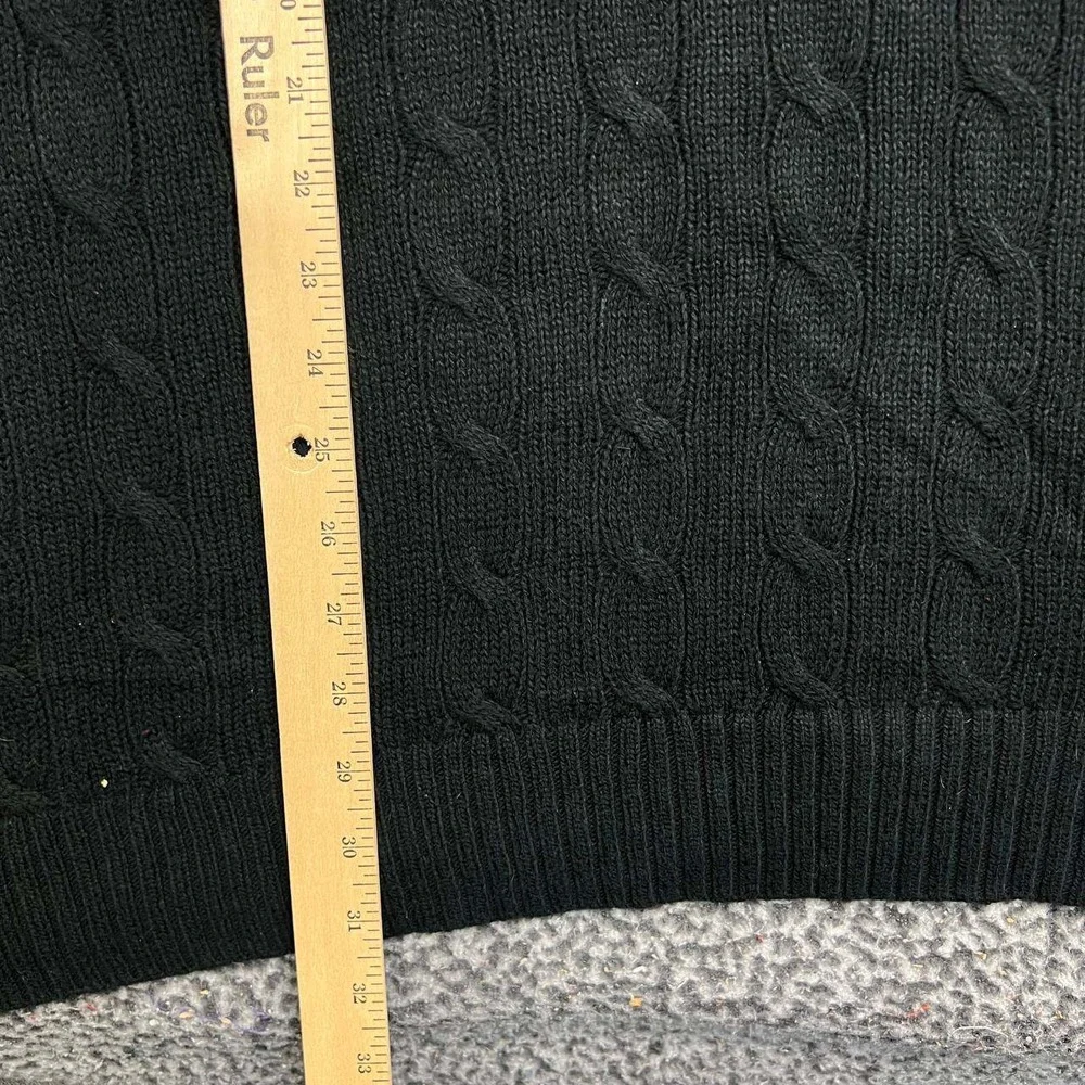 Polo Ralph Lauren Sweater Men 3XB Black Cable Knit Cotton Crewneck Long Sleeve